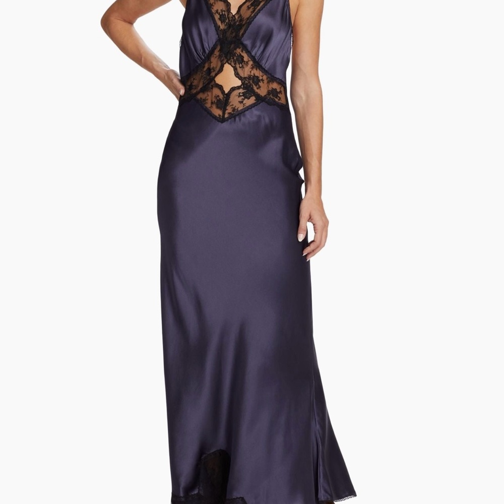 NWT SIR the label Willa Cut Out Gown Black Maxi Dress with Lace Detailing, US 6